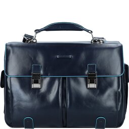 Piquadro Maletín cuadrado azul de cuero con compartimento para el portátil de 43 cm  Modelo 2