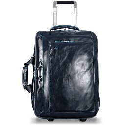 Piquadro Trolley de negocios cuadrado azul de 2 ruedas de cuero Compartimento para portátil de 51 cm  Modelo 2