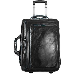 Piquadro Trolley de negocios cuadrado azul de 2 ruedas de cuero Compartimento para portátil de 51 cm  Modelo 4