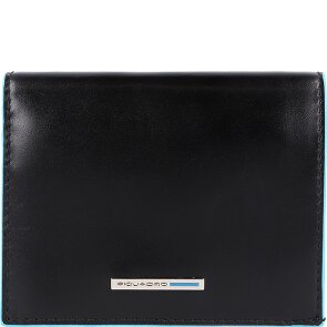 Piquadro Billetera cuadrada azul de cuero 11 cm