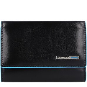 Piquadro Billetera cuadrada azul de cuero RFID 12 cm