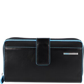 Piquadro Cartera cuadrada azul de piel RFID 17,5 cm