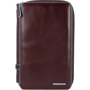 Piquadro Estuche de viaje cuadrado azul de piel 14 cm