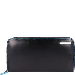Piquadro Billetera cuadrada azul de cuero RFID 19 cm