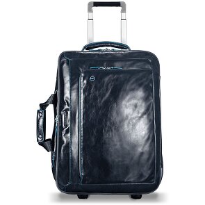 Piquadro Trolley de negocios cuadrado azul de 2 ruedas de cuero Compartimento para portátil de 51 cm