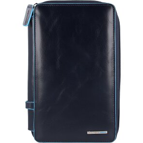 Piquadro Estuche de viaje cuadrado azul de piel 14 cm