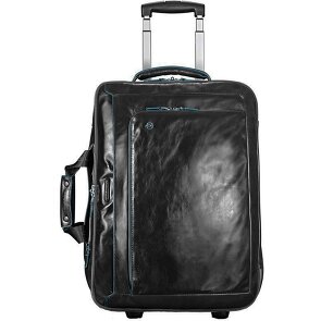 Piquadro Trolley de negocios cuadrado azul de 2 ruedas de cuero Compartimento para portátil de 51 cm