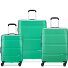  x United Colors of Benetton Now Juego de maletas rígidas de 4 ruedas de 3 piezas con pliegue extensible Modelo green